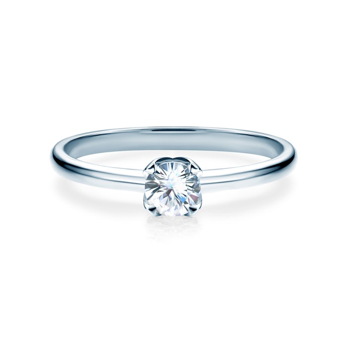 Solitaire Engagement Ring: white gold, white sapphire