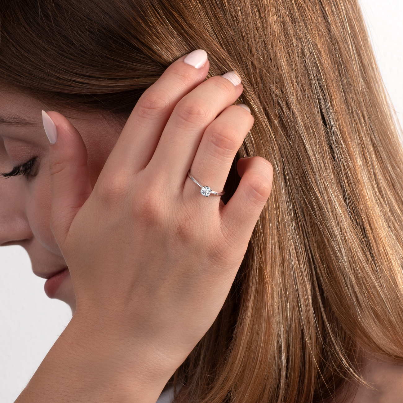 Pierścionek zaręczynowy SAVICKI: białe złoto, biały szafir - 6