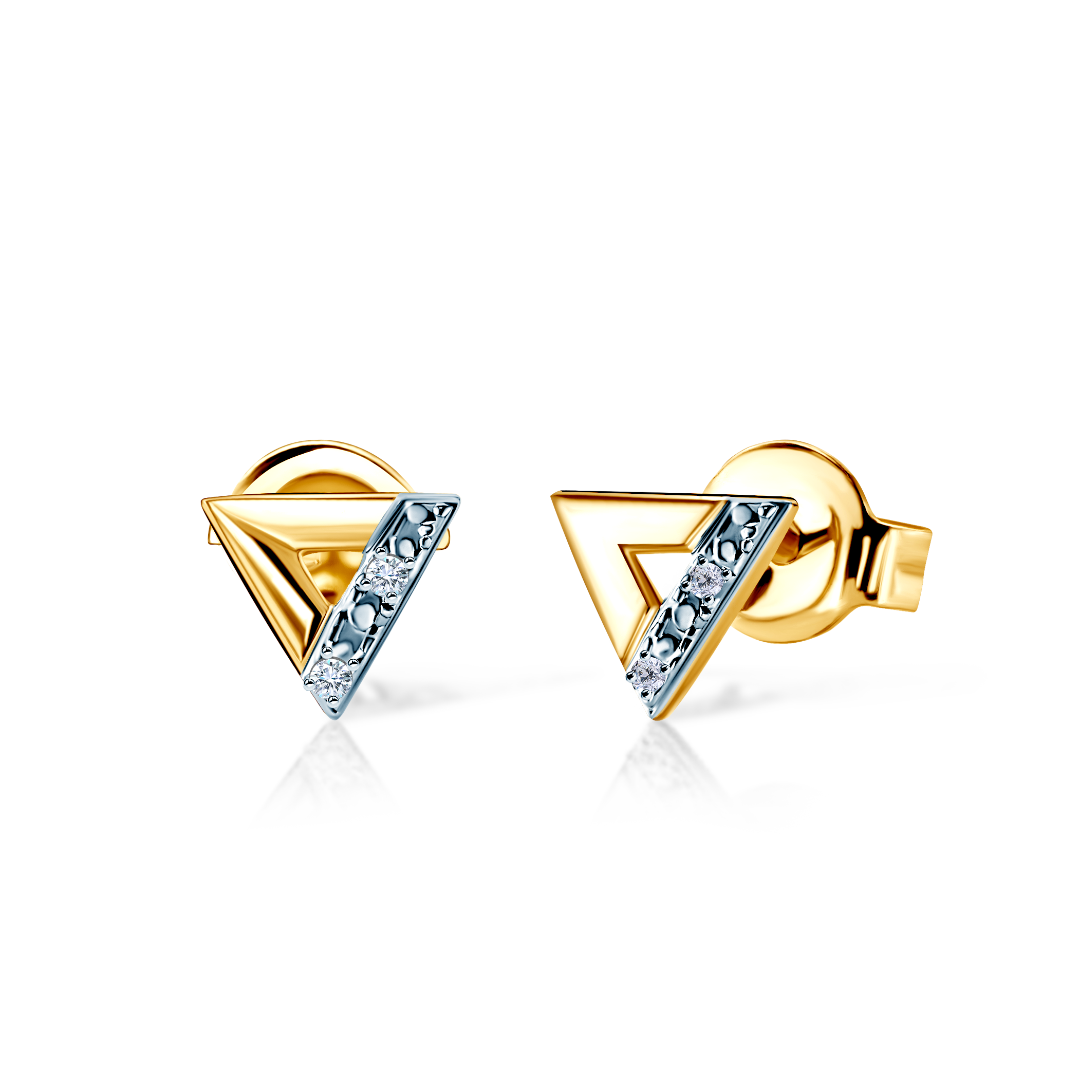 Kolczyki trójkąty Savicki: złote, diamenty