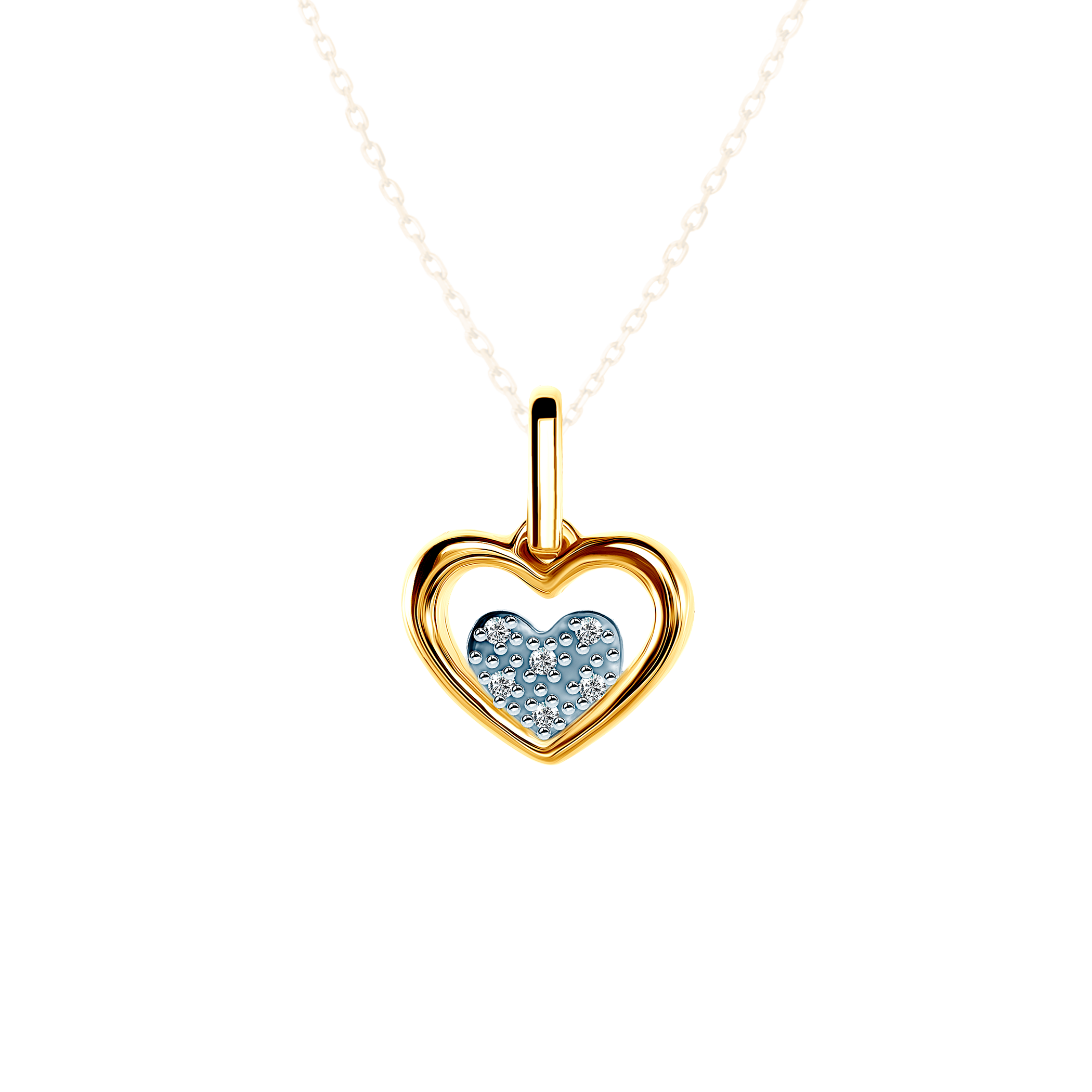 Pendant Heart Savicki: two-tone gold, diamonds