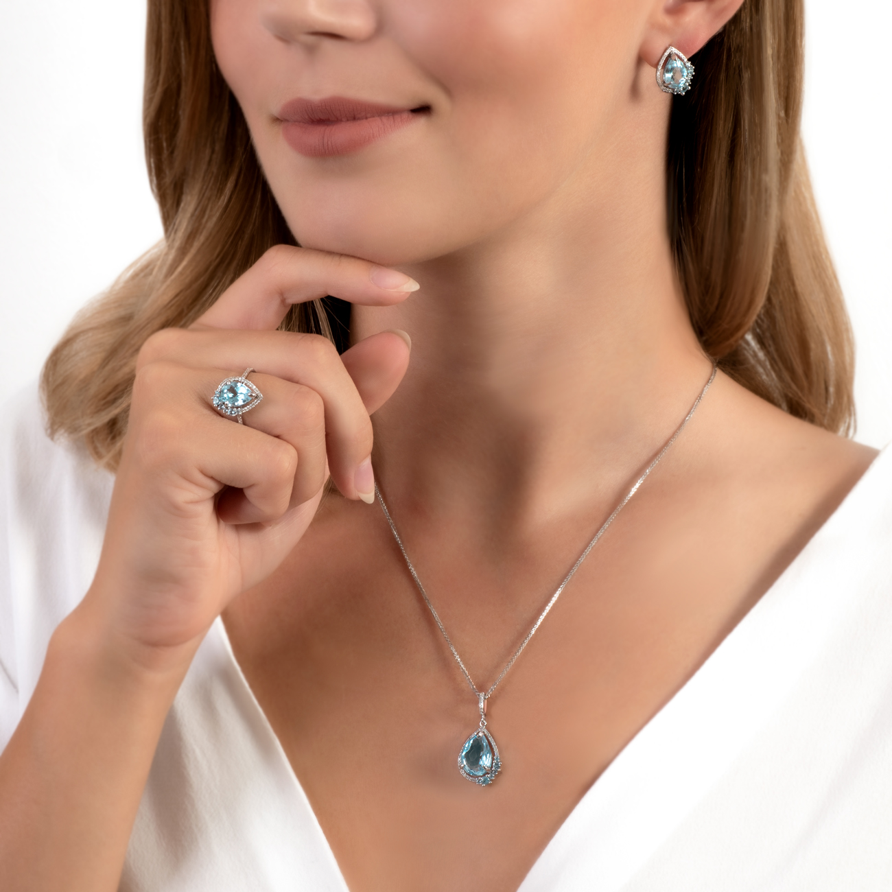 Anhänger Träne Rainbow: Weißgold, Topase, Diamanten