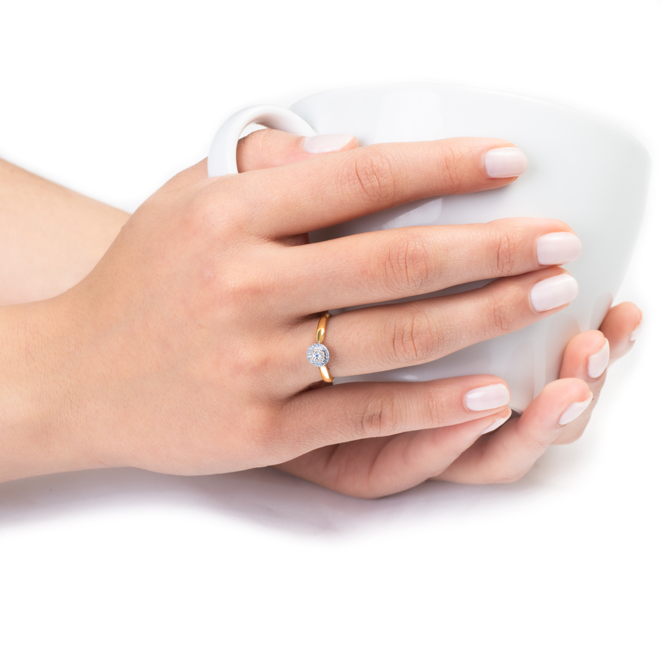 Pierścionek zaręczynowy SAVICKI: dwukolorowe złoto, diamenty