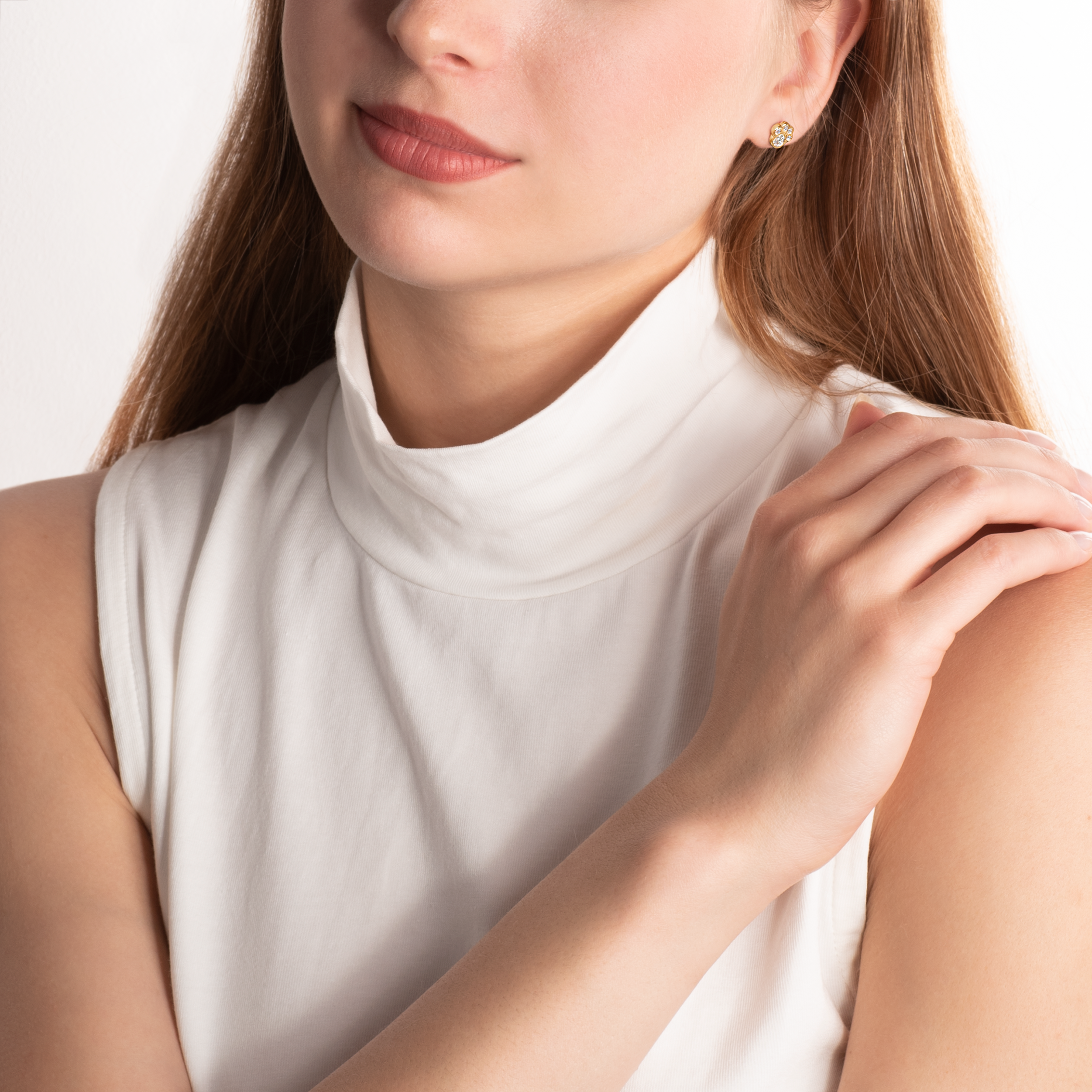 Kolczyki łapki Animals: srebrne pozłacane, cyrkonie - 5