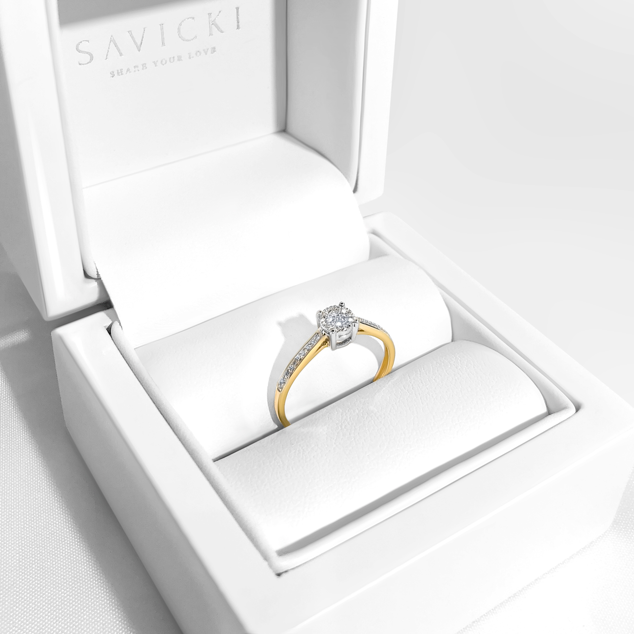 Pierścionek zaręczynowy SAVICKI: dwukolorowe złoto, diament