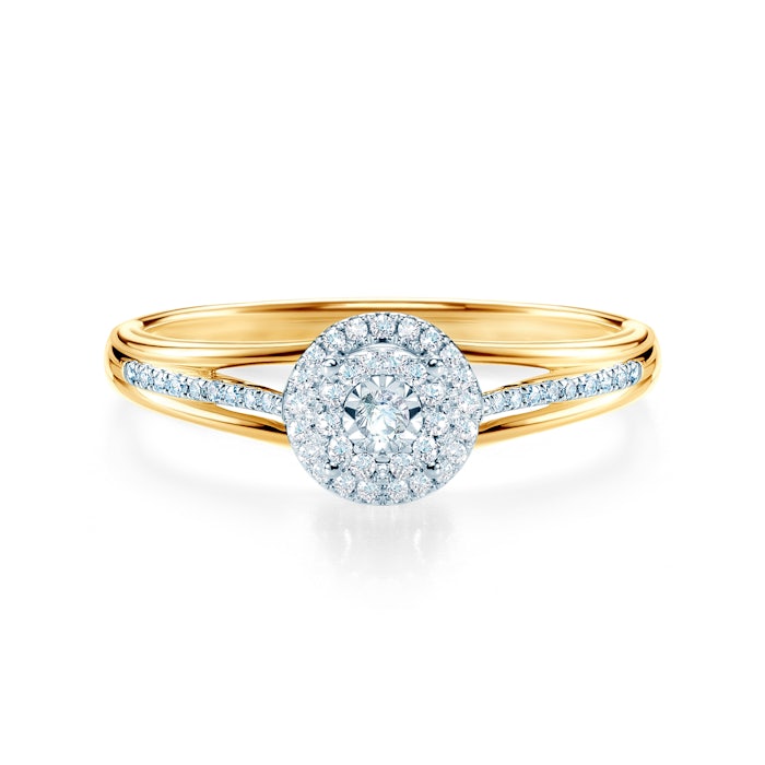 Pierścionek zaręczynowy SAVICKI: dwukolorowe złoto, diamenty