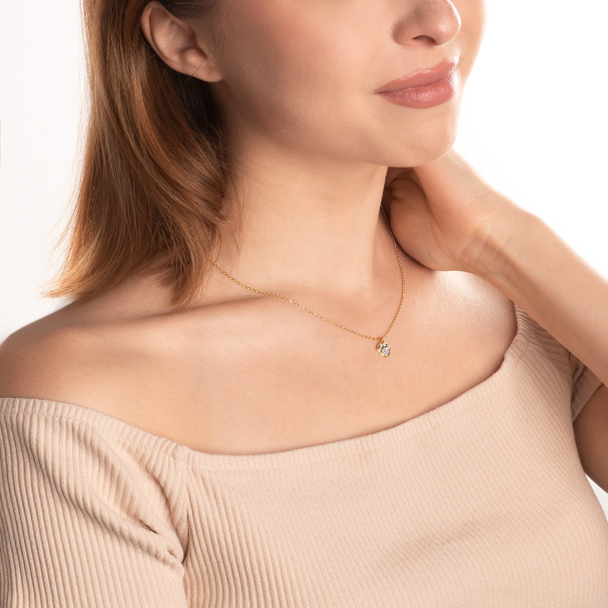 Naszyjnik łapka Animals: srebrny pozłacany, cyrkonie - 4