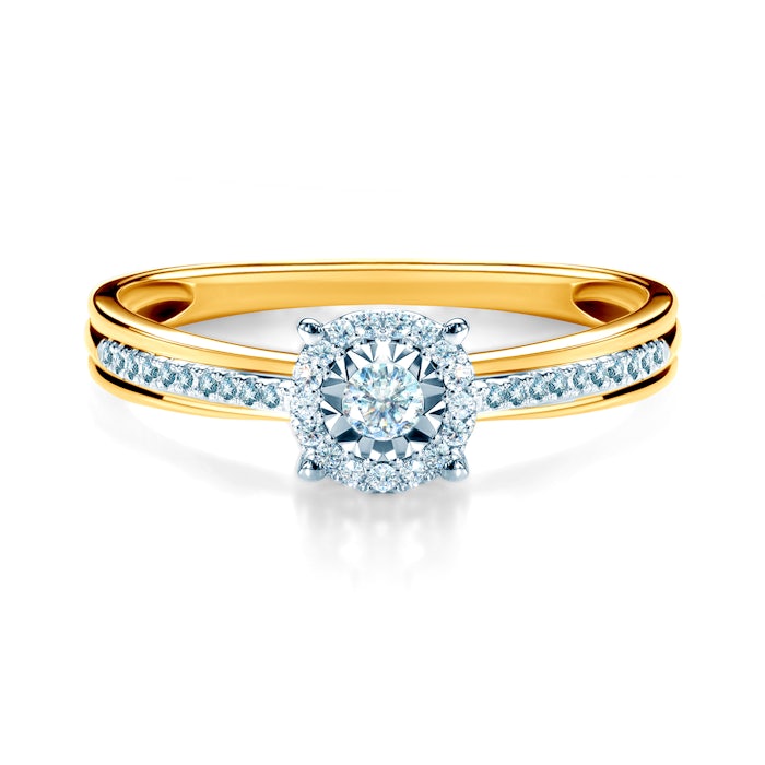 Side-Stone Engagement Ring: two colour gold, diamonds