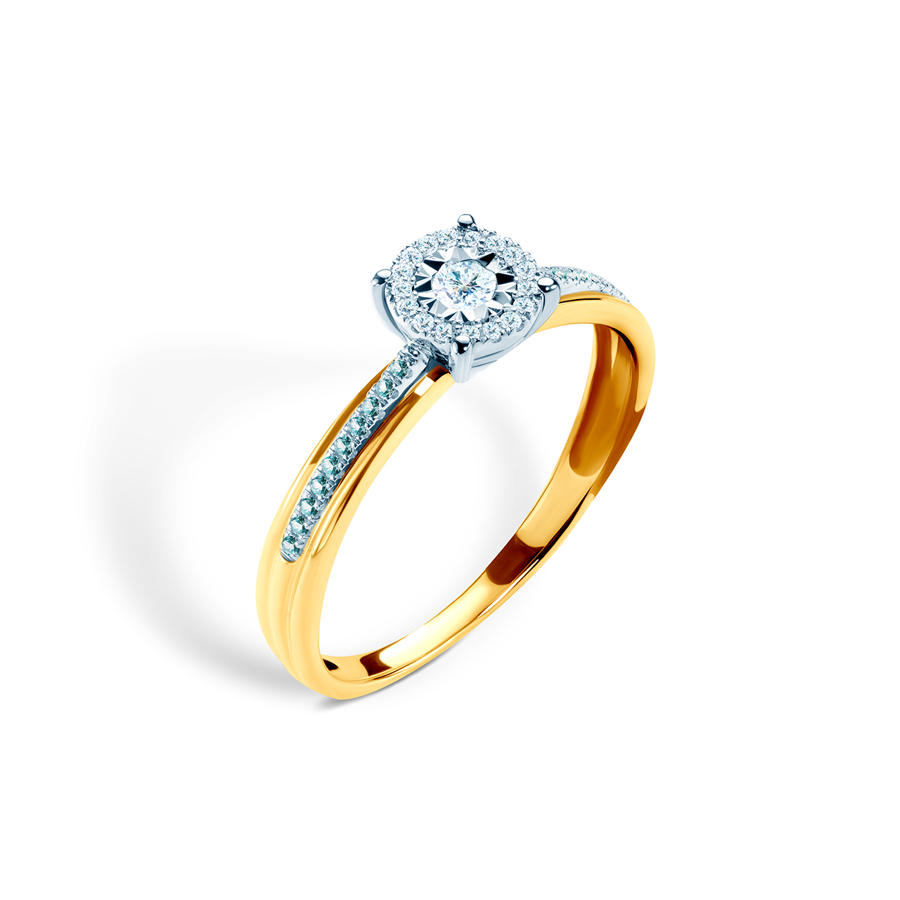 Pierścionek zaręczynowy SAVICKI: dwukolorowe złoto, diamenty