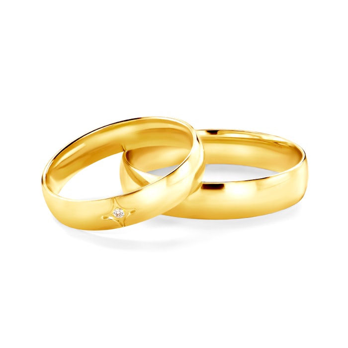 Obrączki ślubne: złote, półokrągłe, 4 mm
