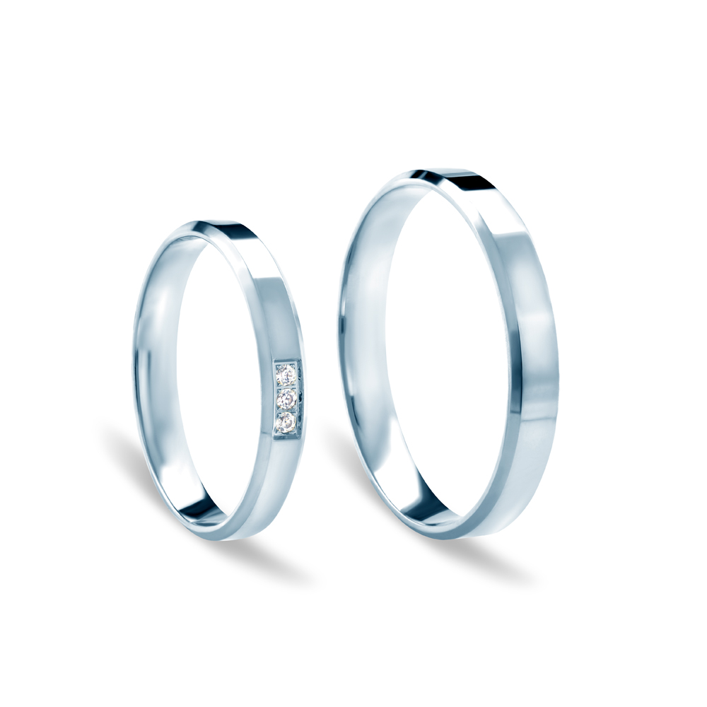 Obrączki ślubne: białe złoto, z fazą, 3 mm