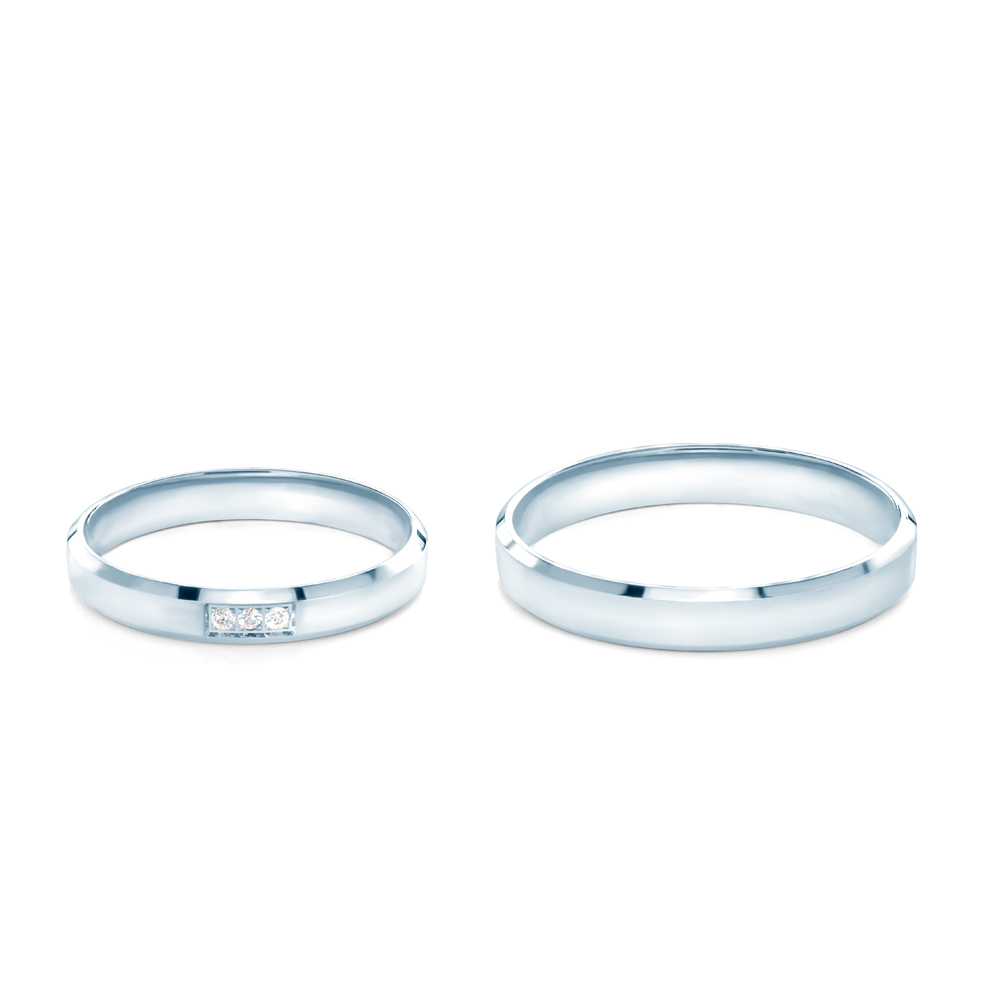 Obrączki ślubne: białe złoto, z fazą, 3 mm