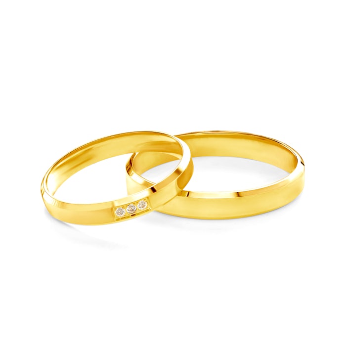 Snubní prsteny: žluté zlato, s drážkou, 3 mm