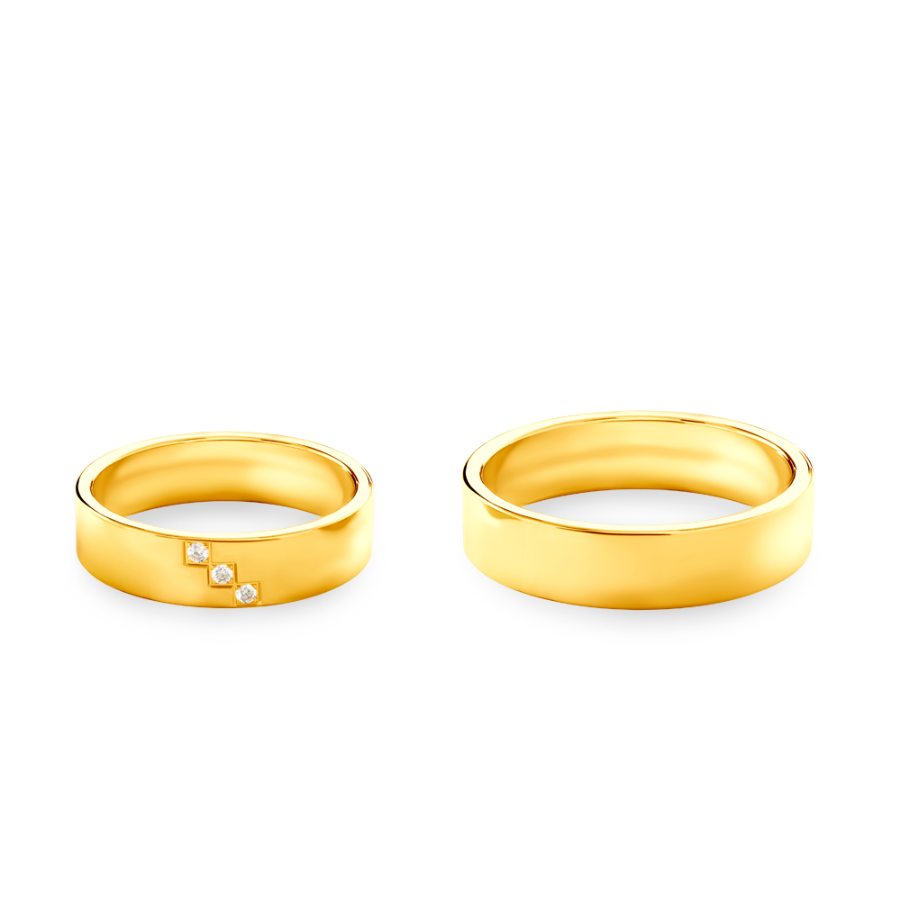 Obrączki ślubne: złote, płaskie, 6 mm