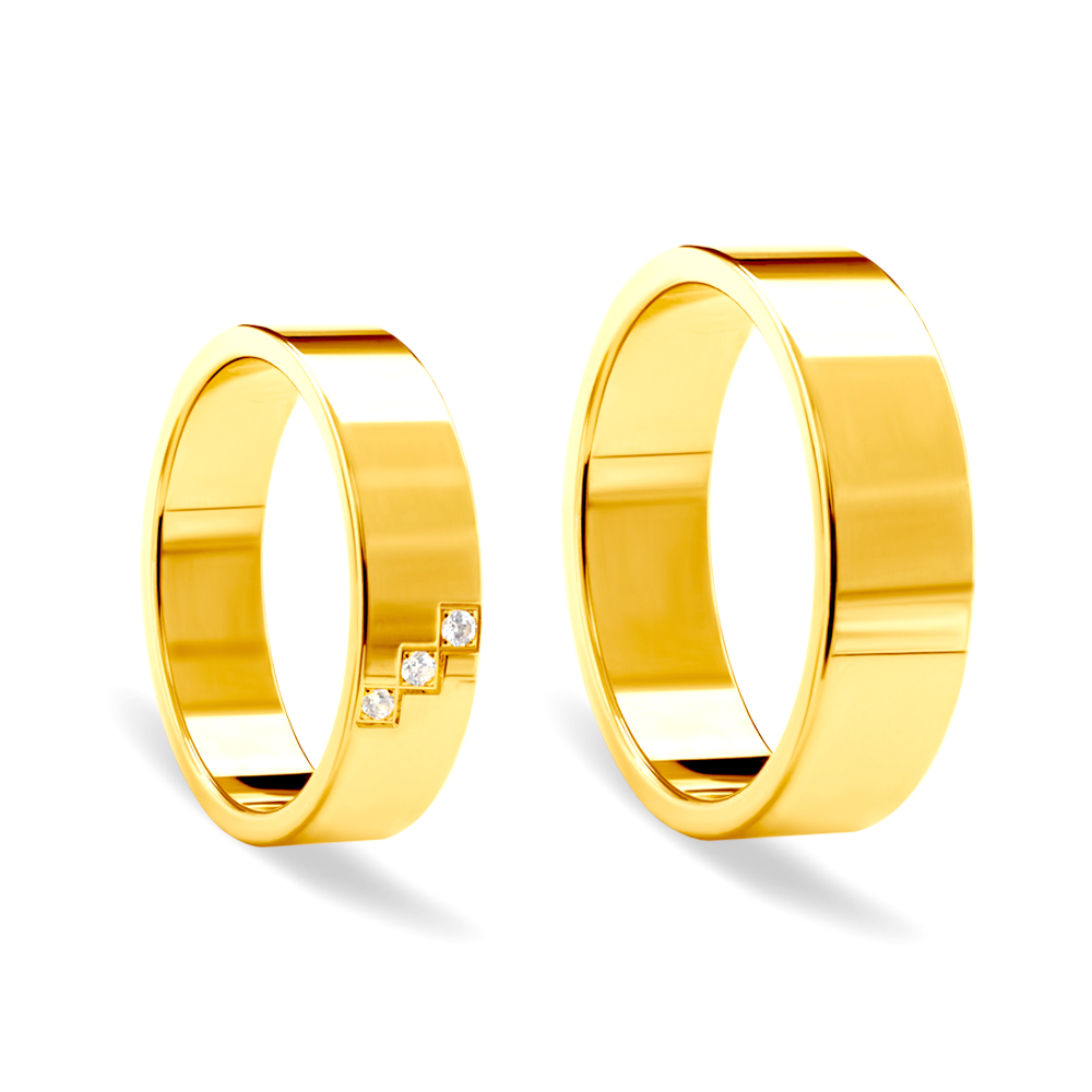 Obrączki ślubne: złote, płaskie, 6 mm