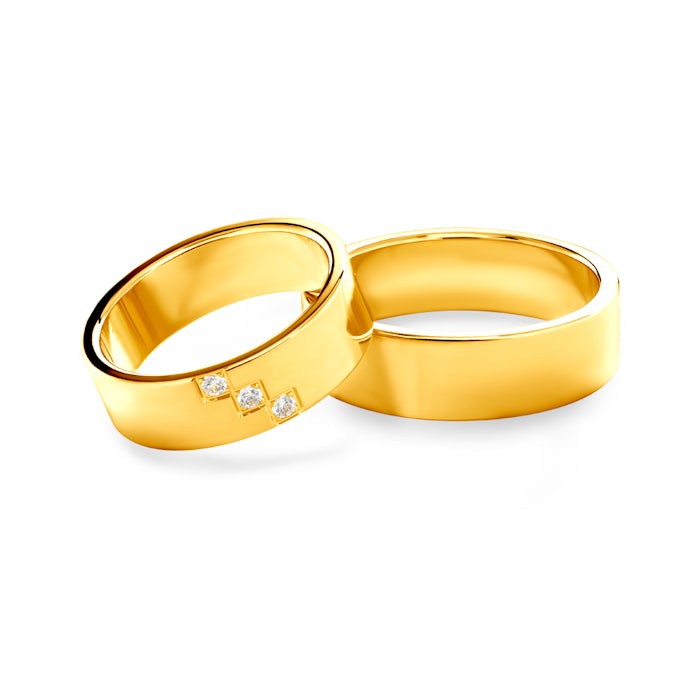 Wedding Rings: gold, Flat Shaped, 6 mm