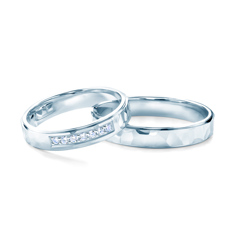 Obrączki ślubne: białe złoto, płaskie, 4 mm