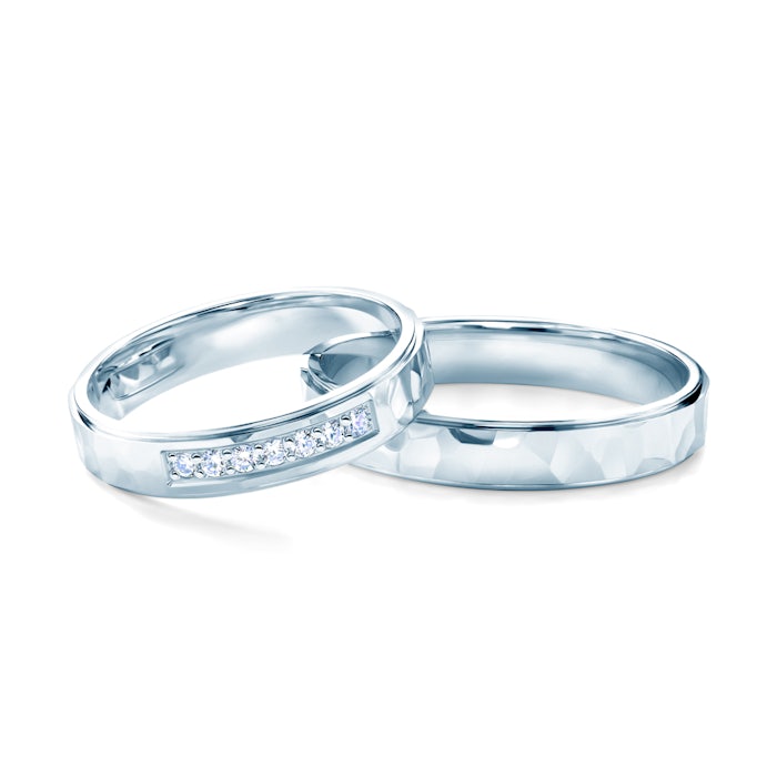 Snubní prsteny: bílé zlato, ploché, 4 mm