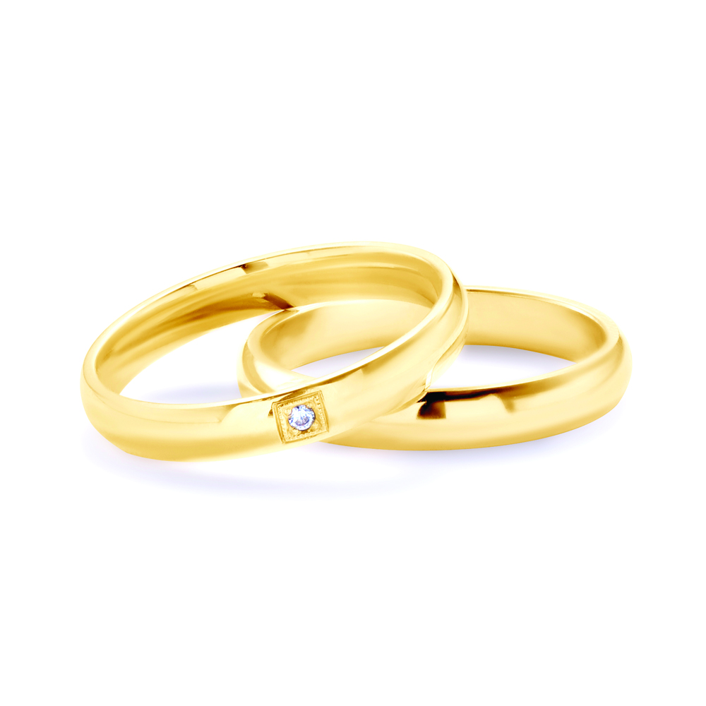 Snubní prsteny: žluté zlato, půlkulaté, 3 mm