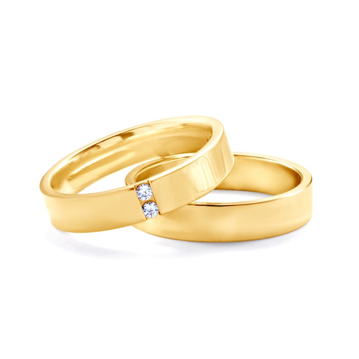 Wedding Rings: gold, Flat Shaped, 4 mm