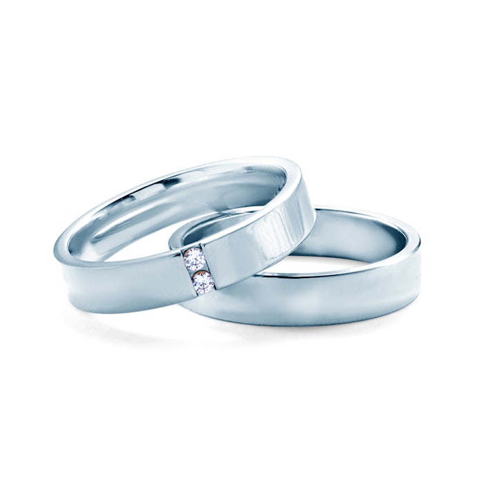 Snubní prsteny: bílé zlato, ploché, 4 mm