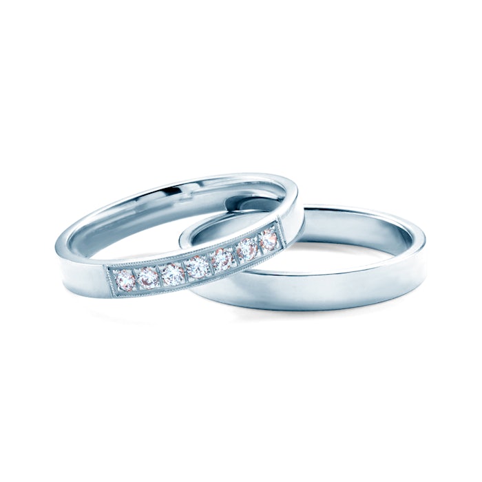 Snubní prsteny: bílé zlato, ploché, 3 mm