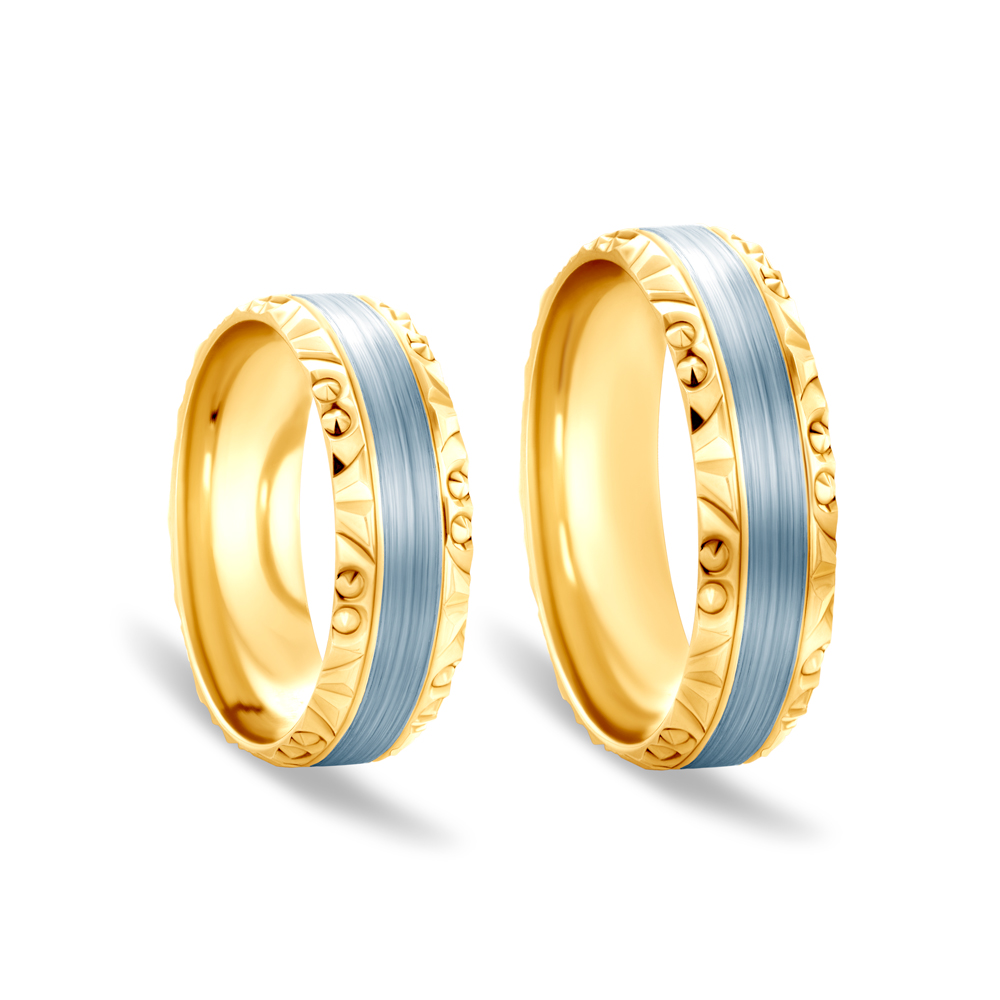 Obrączki ślubne: dwukolorowe złoto, płaskie, 6 mm - 4