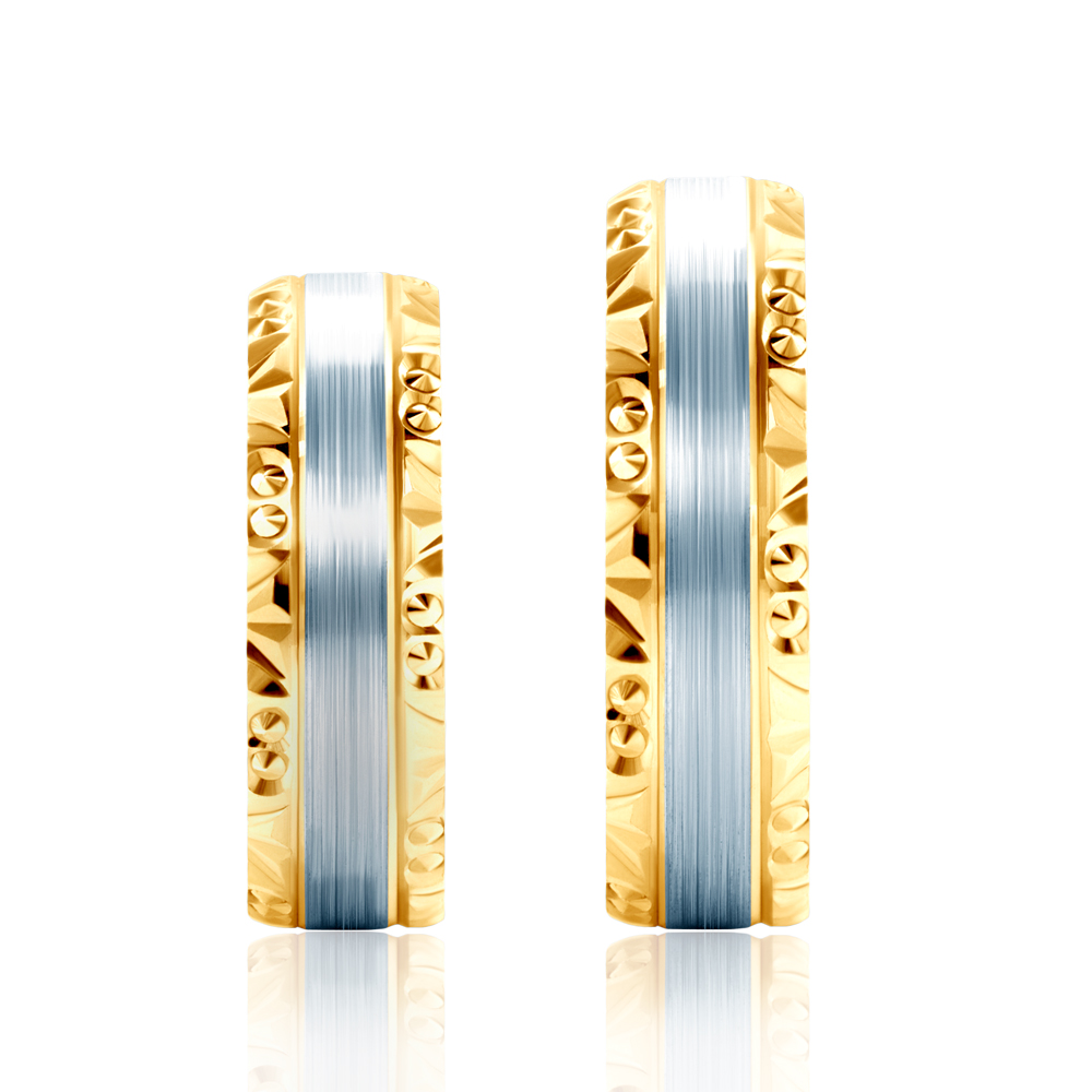 Obrączki ślubne: dwukolorowe złoto, płaskie, 6 mm - 5