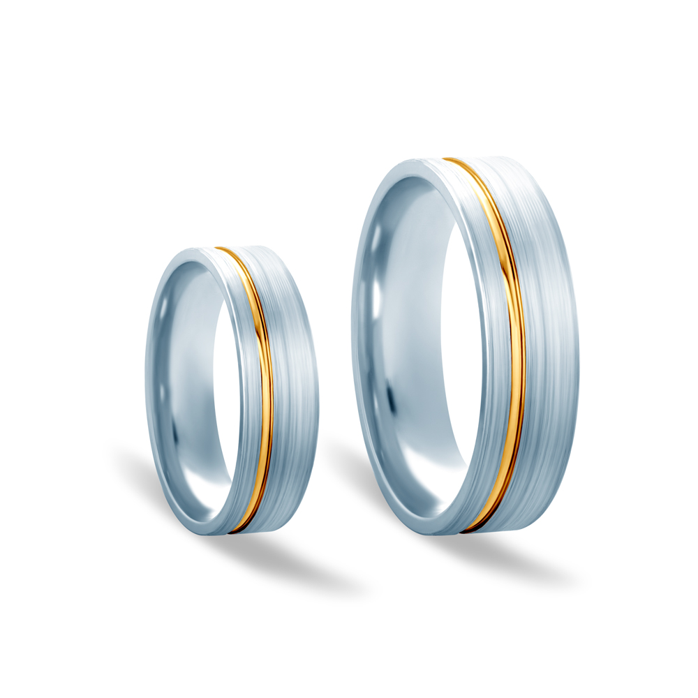 Eheringe aus zweifarbigem Gold Gold Flach 6 mm