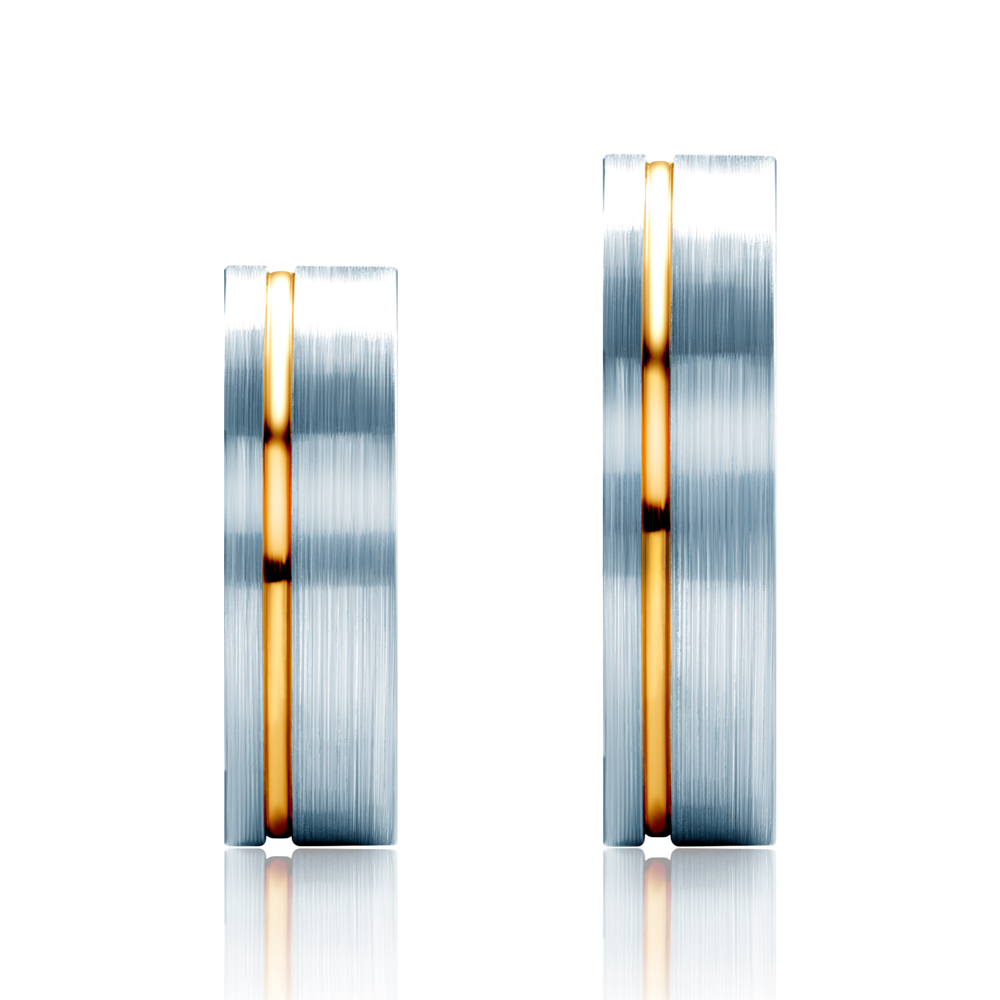 Eheringe aus zweifarbigem Gold Gold Flach 6 mm