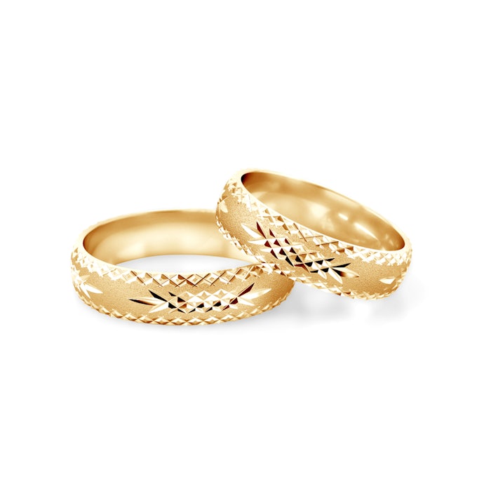 Obrączki ślubne: złote, półokrągłe, 5 mm