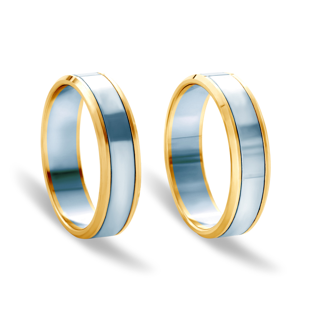 Eheringe: Zweifarbiges Gold, Flach, 5 mm