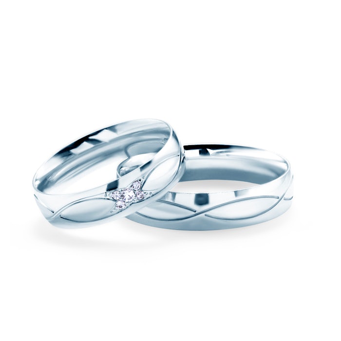 Snubní prsteny: bílé zlato, kulaté, 5 mm