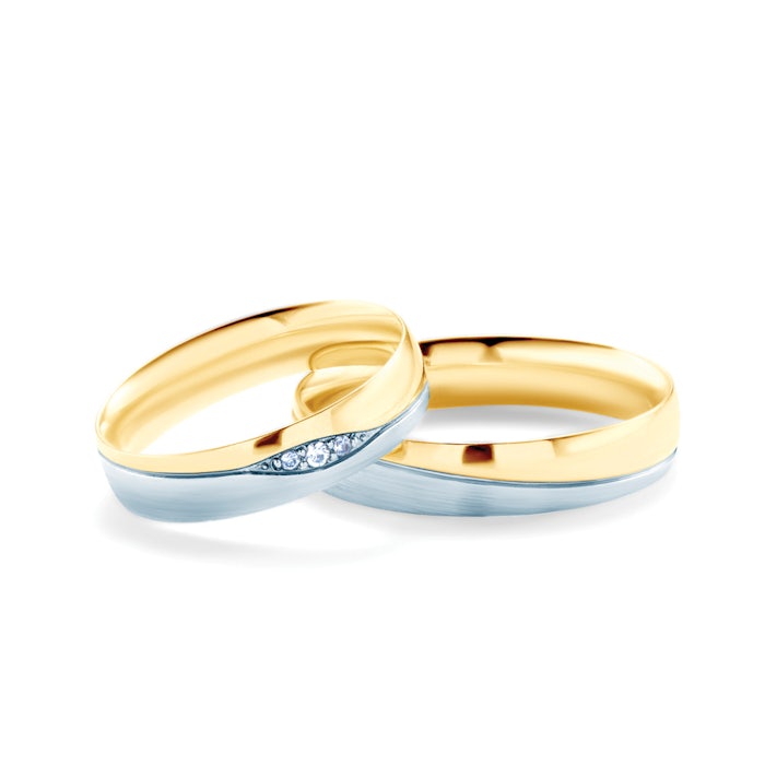 Snubní prsteny: dvoubarevné zlato, kulaté, 4,5 mm