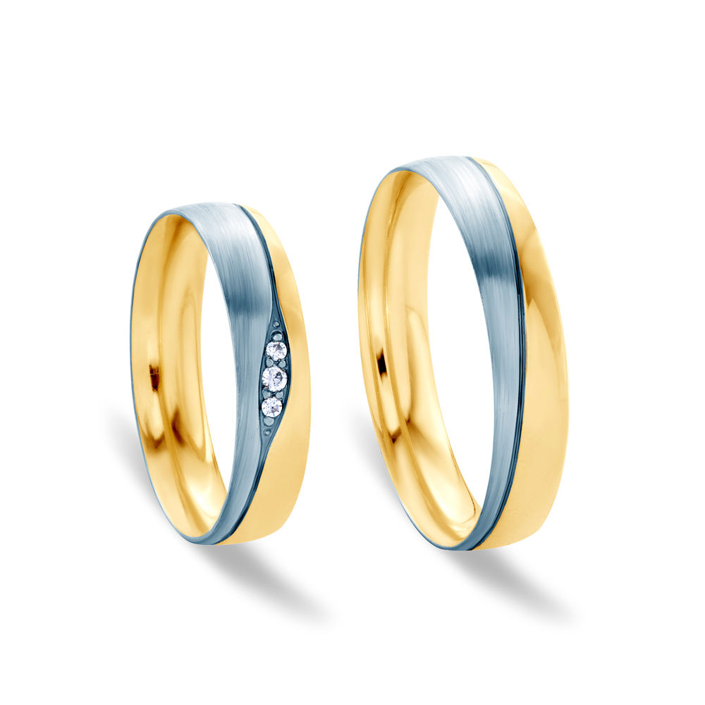 Obrączki ślubne: dwukolorowe złoto, okrągłe, 4,5 mm