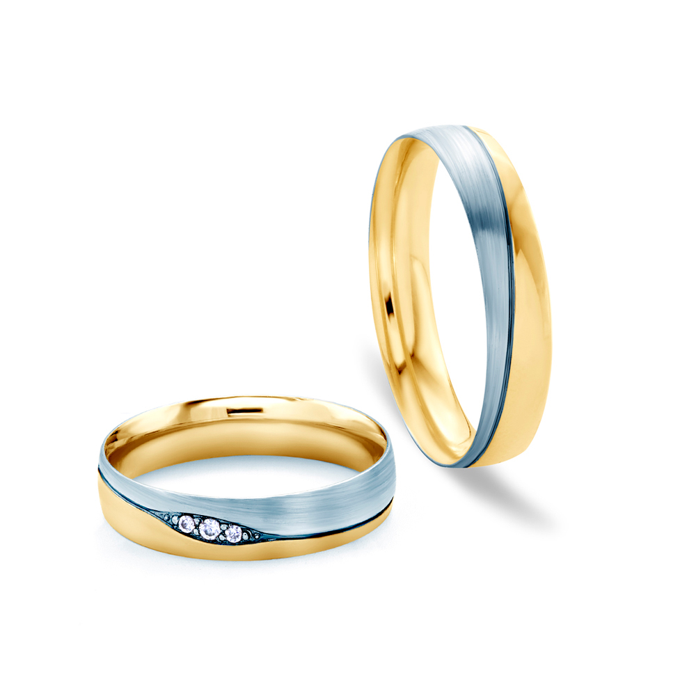 Obrączki ślubne: dwukolorowe złoto, okrągłe, 4,5 mm