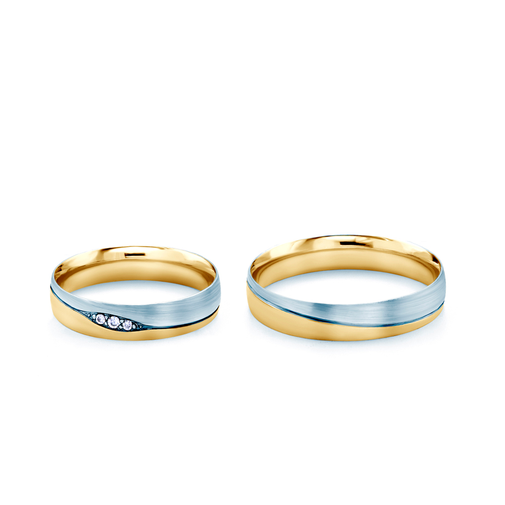 Obrączki ślubne: dwukolorowe złoto, okrągłe, 4,5 mm