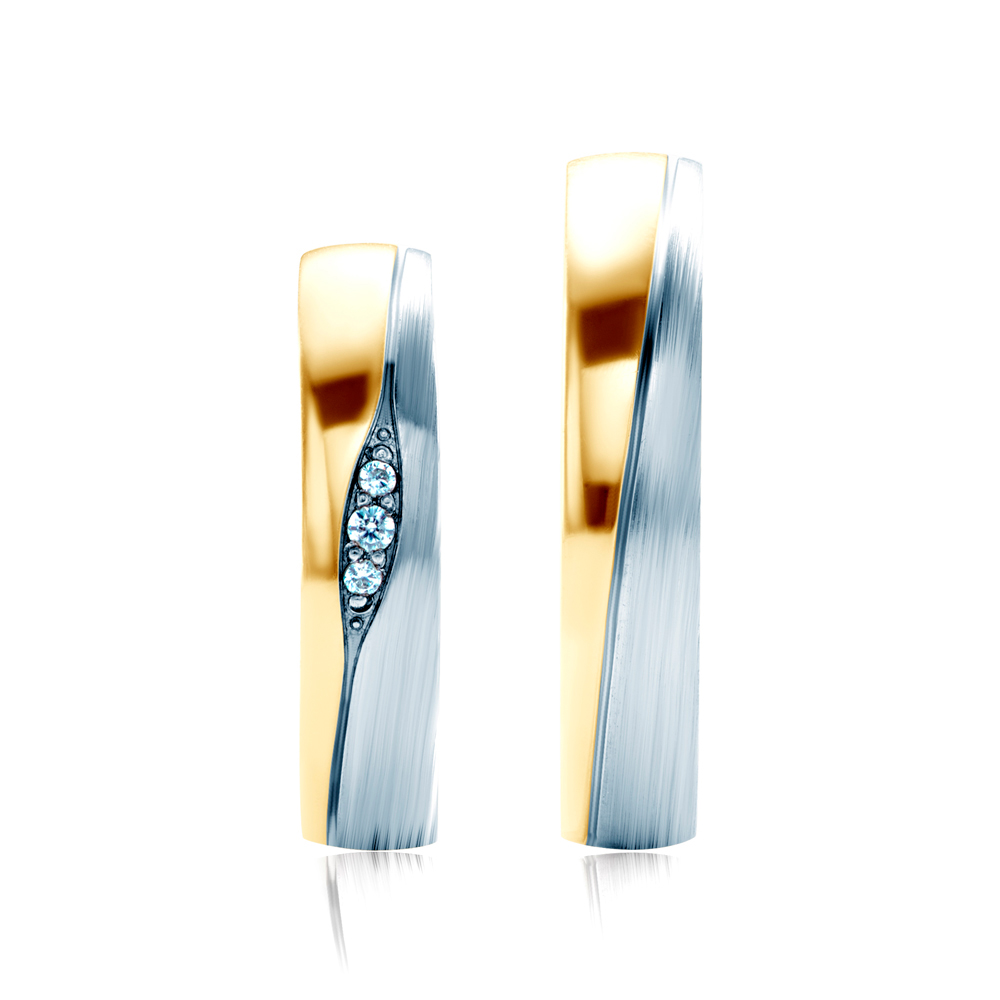 Obrączki ślubne: dwukolorowe złoto, okrągłe, 4,5 mm