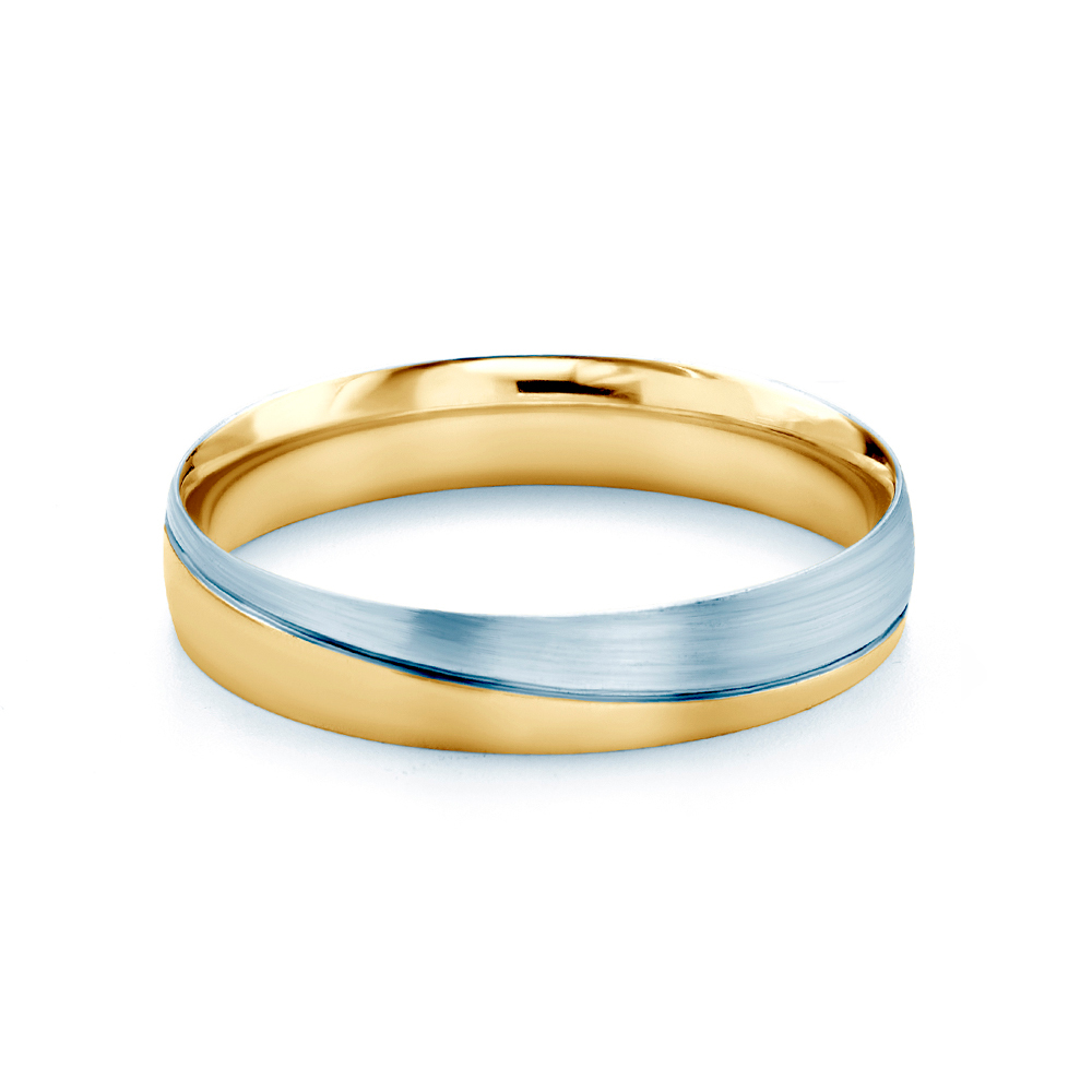 Obrączki ślubne: dwukolorowe złoto, okrągłe, 4,5 mm