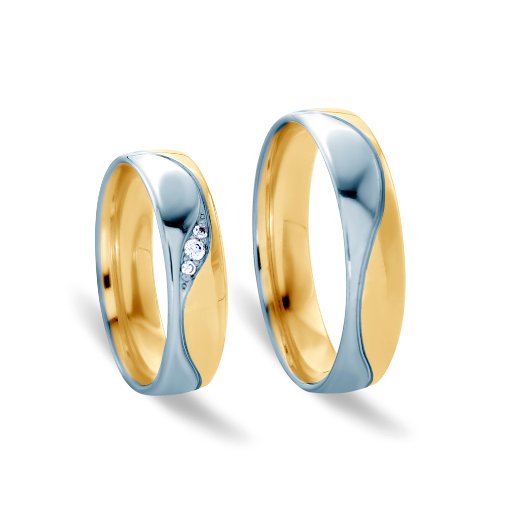 Obrączki ślubne: dwukolorowe złoto, okrągłe, 5 mm