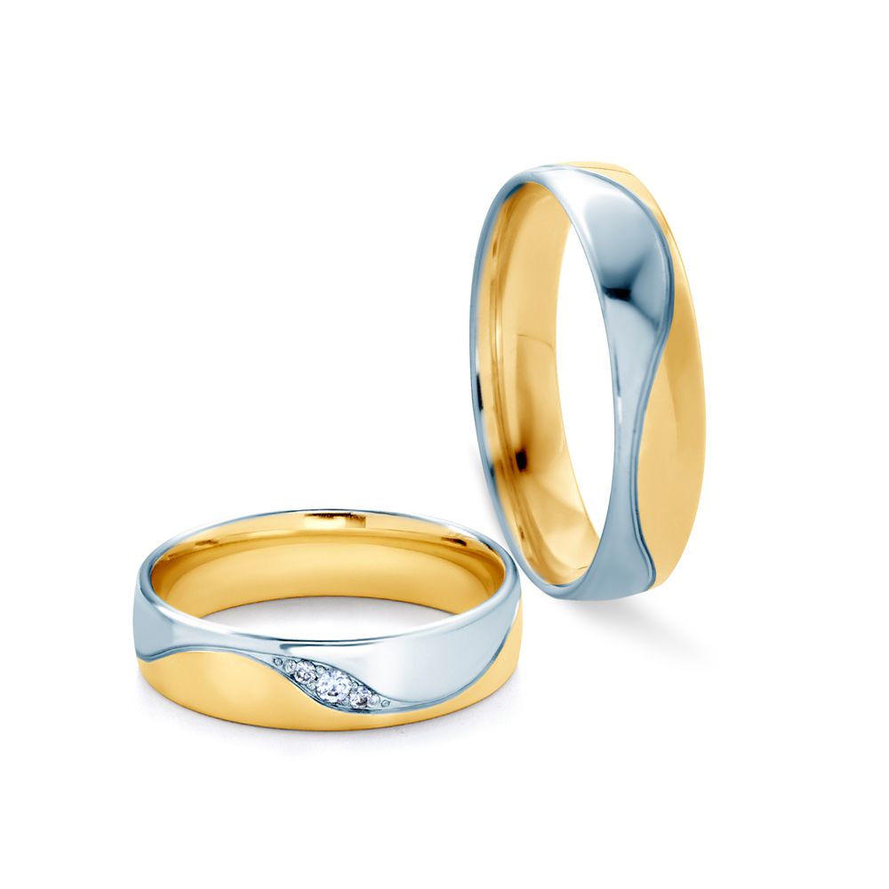 Obrączki ślubne: dwukolorowe złoto, okrągłe, 5 mm