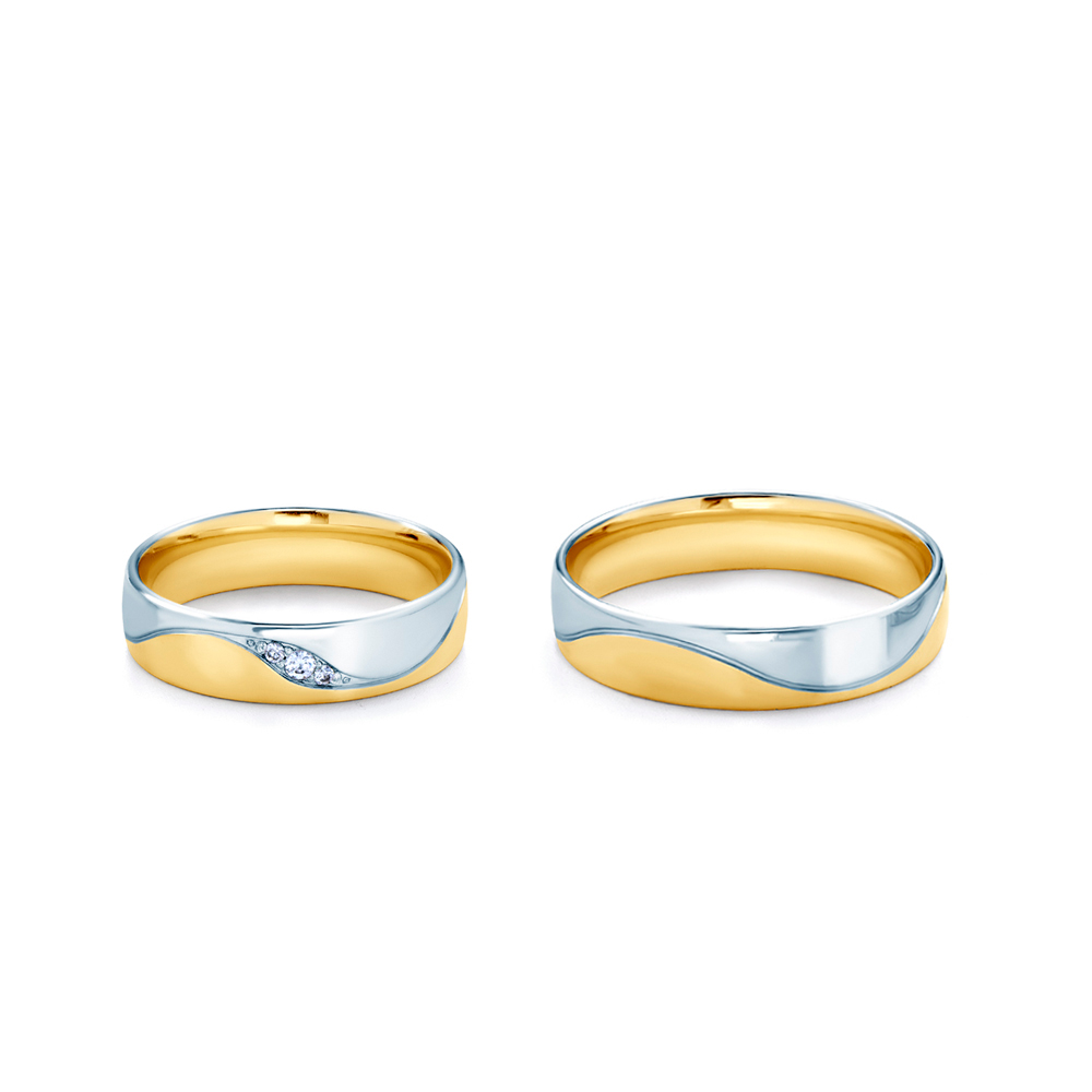 Obrączki ślubne: dwukolorowe złoto, okrągłe, 5 mm