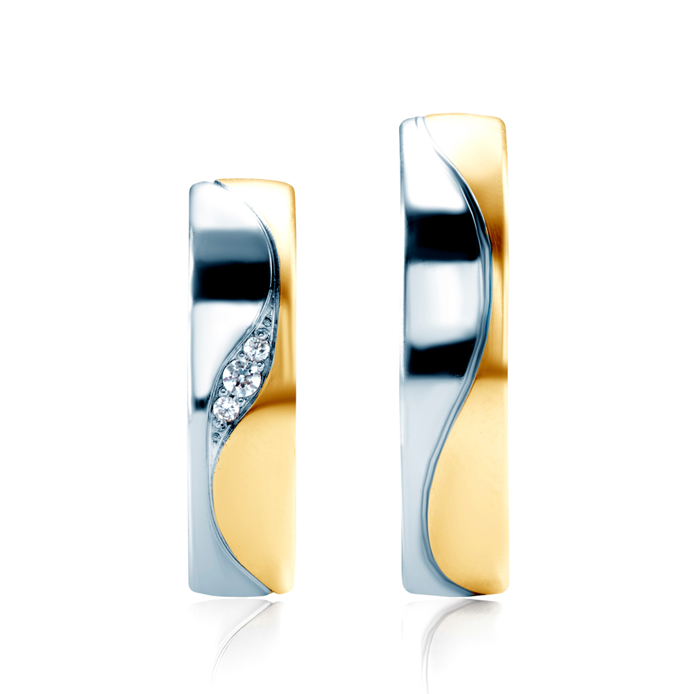 Obrączki ślubne: dwukolorowe złoto, okrągłe, 5 mm