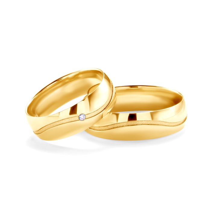 Wedding Rings: gold, Court Shaped, 6 mm