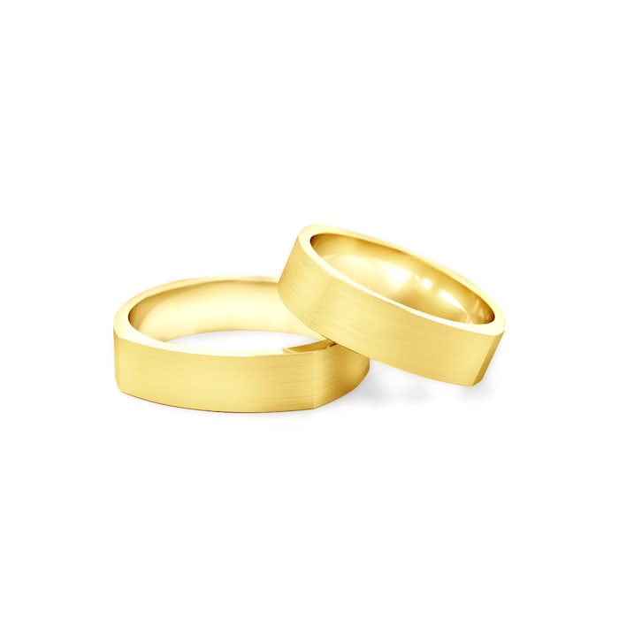 Obrączki ślubne: złote, płaskie, 5 mm