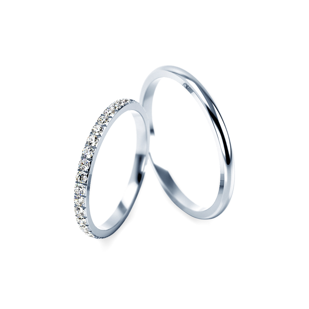 Obrączki ślubne: białe złoto, półokrągłe, 1,8 mm