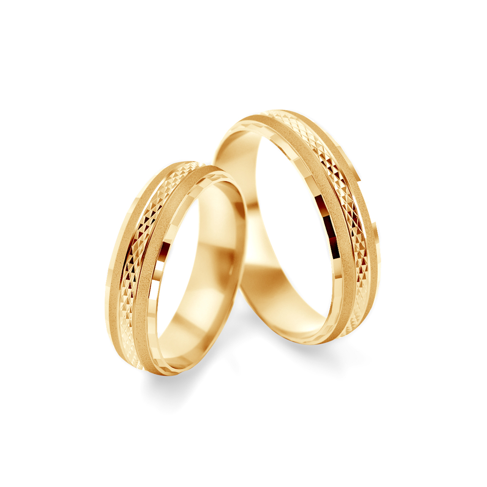 Obrączki ślubne: złote, półokrągłe, 5 mm