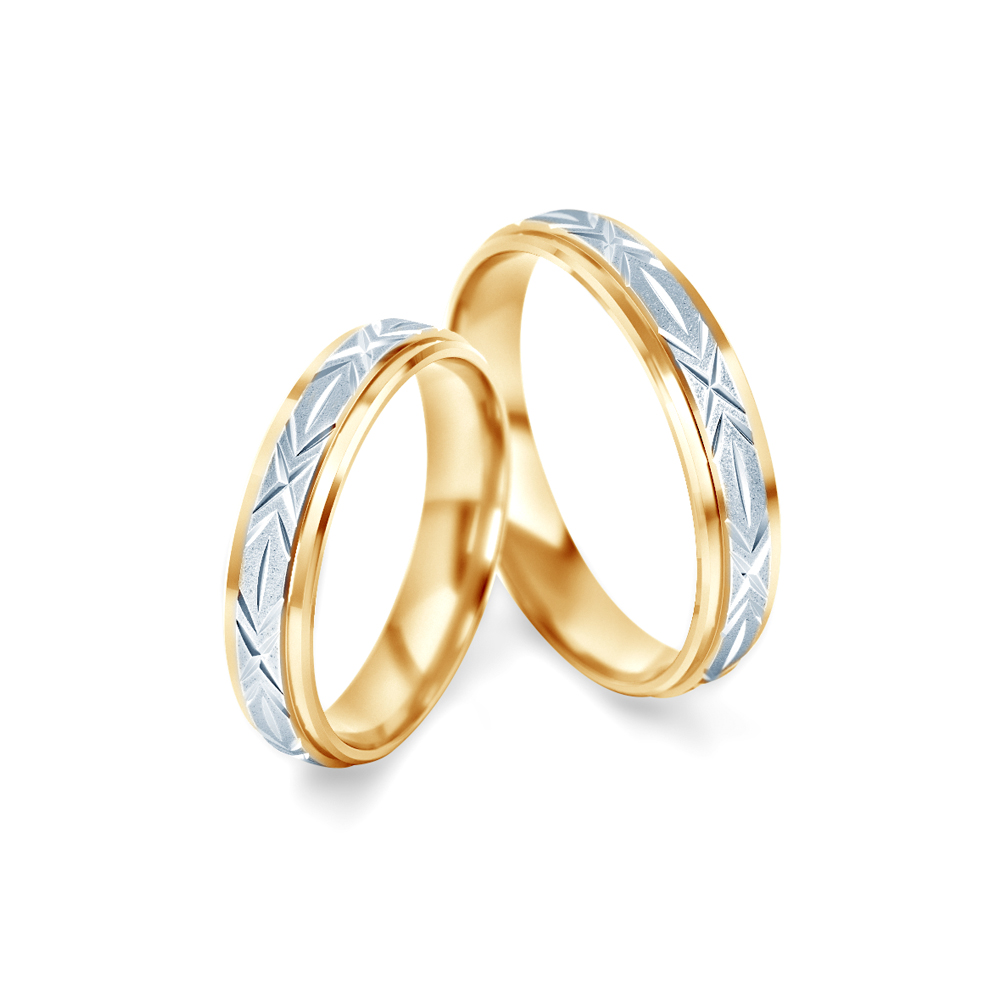 Obrączki ślubne: dwukolorowe złoto, płaskie, 4,3 mm