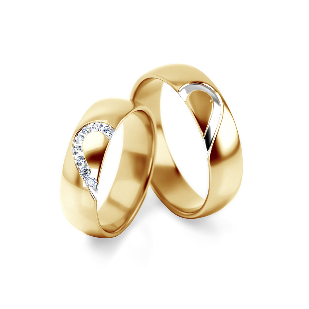 Obrączki ślubne: dwukolorowe złoto, półokrągłe, 5 mm