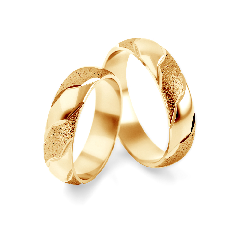 Obrączki ślubne: złote, półokrągłe, 5 mm