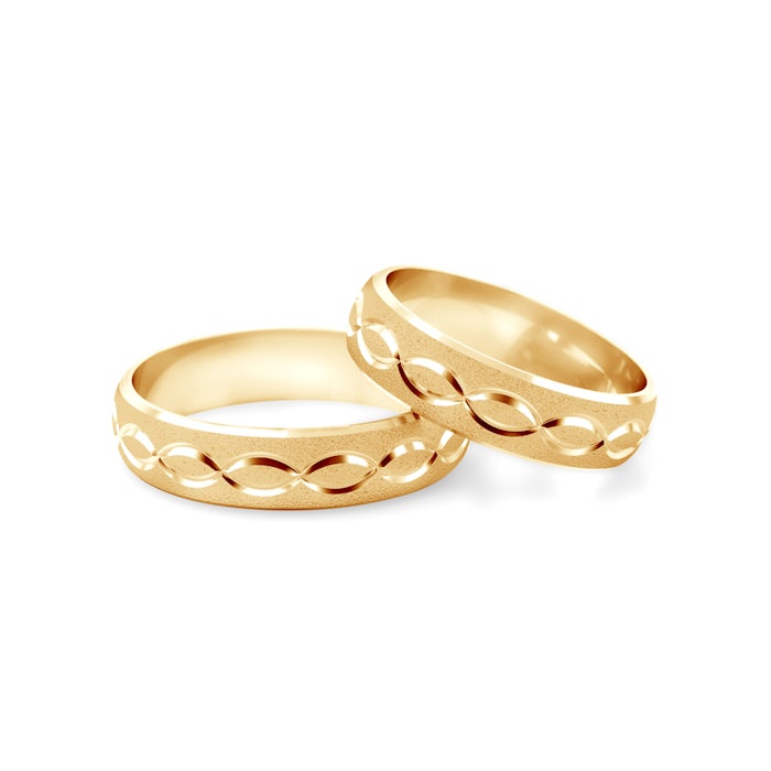 Wedding Rings: gold, Flat Shaped, 5 mm
